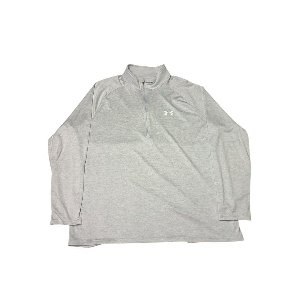 Under Armour Heatgear Mens XXL Long Sleeve Quarter Zip Pullover Gray Athletic